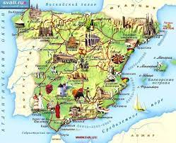 Подробная карта испании на русском языке. Ispaniya Karta Dostoprimechatelnostej Map Burol Spain