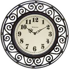 Wrought iron grandfather style clock roman numerals pendulum 24.5x8x2.5. Westclox Wrought Iron Style 12 Round Wall Clock Walmart Com Walmart Com