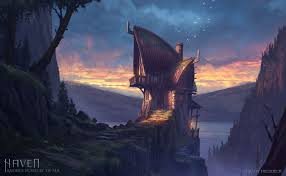 Haven Anghus House By The Sea Grady Frederick On Artstation At Https Www Artstation Com Artwork A9q0kz Jobs In Art Concept Art Jobs Colorful Landscape