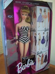 Black And White Bathing Suit Barbie Barbie Doll 35th Anniversary Blond Black White Bathing Suit 1993 Mattel Special Edition Reproduction Doll Collectors O Barbie Dolls White Bathing Suit Barbie
