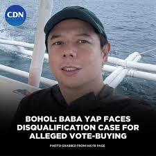 Former Tagbilaran City Mayor John Geesnell “Baba” Yap faces a  disqualification case before the Comelec for allegedly promising cash  incentives to voters in Brgy. Bil-isan, Panglao, if he wins a congressional  seat