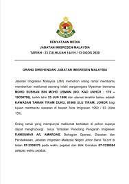We did not find results for: Kenyataan Media Jabatan Jabatan Imigresen Malaysia Facebook