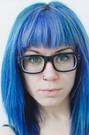 Manic Panic Faded After Midnight Faded Shocking Blue Black Geek Glasses Nose Ring Dyed Hair Blue Neon Hair Bright Hair