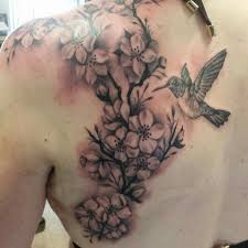 Bird And Flower Tattoo On Shoulder Hummingbird And Flowers Tattoo Back Of Shoulder Placement Shoulder Henna Tattoos Birds Tattoo