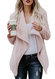 Women Lapel Fluffy Fleece Jacket Warm Fuzzy Open Front Cardigan Outerwear Light Pink C1189y6uk75 Thick Knit Cardigan Pullovers Outfit Sweater Fashion
