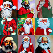 painting of karl marx dressed as santa claus, | Stable Diffusion | OpenArt