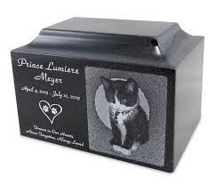 Extra small alder cremation urn w/ pawprints. Black Granite Small Pet Cremation Urn With Engraved Photo