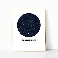 First Date Custom Sky Map By The Date Custom Constellation Etsy In 2021 Romantic Gifts For Him Star Map Valentines Gift Guide
