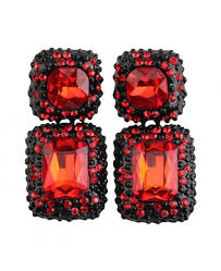 Kirmizi Kare Kristal Kupe Kadin Aksesuar Abiye Takilari Crystal Stud Earrings Crystal Stud Women S Earrings