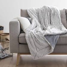 Grey Faux Fur Blanket 130x170 Maisons Du Monde