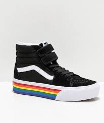 Black And Rainbow Vans Vans Sk8 Hi Black White Rainbow V Platform Shoes Zumiez Vans Sk8 Hi Black Platform Shoes Casual Shoes Women