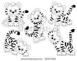 Here you can explore hq black and white tiger transparent illustrations, icons and clipart with filter setting like size, type, color etc. Vector Black White Cute Tigers Tiger Stock Vector 645117346 Clip Art Coloring Pages Free Clip Art
