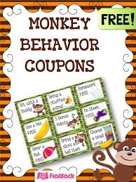 Monkey Themed Behavior Reward Coupons Freebie Jungle Theme Classroom Classroom Rewards Behavior Coupons