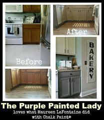 The Purple Painted Lady Maureen Gaffney Lafontaine Kitchen Transformation Chalk Paint Before After Purple Painted Lady Purple Paint Painting Cabinets