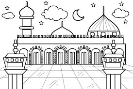 Vector mosque eid mubarak | indesign arts and crafts. Download Masjid Kartun Hitam Putih Gambar Islami Gratis