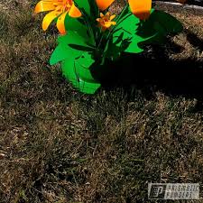 Maybe you would like to learn more about one of these? Metal Flower Art In Ral 1018 Racer Green And Ral 2010 Prismatic Powders