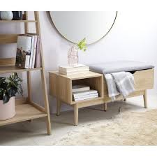 Oak Look Storage Bench In 2020 Storage Bench Bench With Storage Living Room Bench