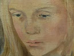 Listed American Edith Kramer 1960's Modern Portrait Oil