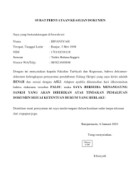 Surat pernyataan adalah surat yang dibuat oleh seseorang yang berisi pernyataan dirinya atau menerangkan orang lain bahwa orang tersebut pernah surat pernyataan ini bisa bersifat resmi atau juga pribadi. Surat Pernyataan Keaslian Berkas