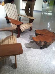 Re Designed Adirondack Chairs And Maple Live Edge Table Furniture Fine Furniture Live Edge Table