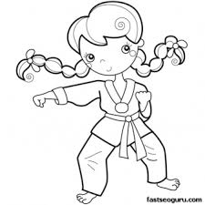 Printable Girl Training Karate Coloring Pages Printable Coloring Pages For Kids Coloring Pages Karate Girl Coloring Pages For Kids