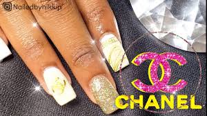 Luxury nails pretty acrylic nails my nails long acrylic nails fabulous nails best acrylic nails chanel nails design elegant nails cute nails. Chanel Nails White Gold Nails Acrylic Nails Hybrid Nails Youtube