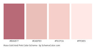 The reason behind this is that rose gold is considered a type of metallic color. Rose Gold And Pink Color Scheme Pink Schemecolor Com Rose Gold Color Palette Color Palette Pink Hex Color Palette