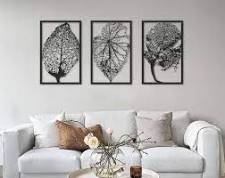 Feeling a little intimidated by that big, blank wall in your home? Large Metal Wall Art Set Of 3 Oversized Wall Decor Living Etsy Leaf Wall Art Metal Leaf Wall Art Large Metal Wall Art