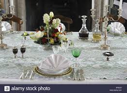 Highclere's dining room table is a marvellous piece of victorian engineering. Victorian Dining Table Setting Silver Service Place Settings In A Dining Room Stock Photo Alamy
