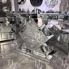 Diamond Crush Diamond Console Table Product Description House Of Sparkles Exclusive Diamond Shape Mirrored Furniture Mirrored Furniture Decor Luxury Furniture