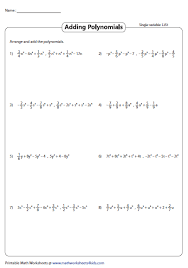 Polynomials Single Variable Vertical Polynomials Adding Polynomials Polynomial Functions