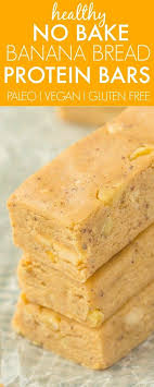 No Bake Banana Bread Protein Bars Recipe Healthy Protein Snacks Healthy Baking Protein Snacks