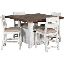 The table and chairs set includes 4 dining chair and a pedestal round table.the dining table set has been crafted using best asian hardwood. Pueblo Counter Height Dining Table With Chairs By Ifd Artisan Home Afw Com