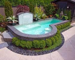 Alka Pool Adding A Sheer Descent In An Elevated Wall Makes This Not Only A Fabulous Swimmi Small Pool Design Pools For Small Yards Small Backyard Landscaping