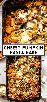 Cheesy Pasta Bake With Pumpkin Tomato Sauce Vegetarian Recipe Pumpkin Pasta Pumpkin Pasta Bake Pasta Bake