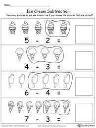 The emphasis is on addition using pictures as a visual aid to help build an understanding of the concept of addition. Kindergarten Subtraction Printable Worksheets Myteachingstation Com