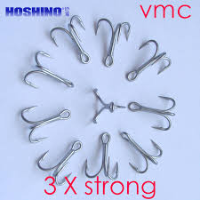 Size1 10pcs Lot Vmc 3 X Strong High Carbon Steel Fishing Treble Hook Type 9626