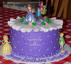 Single Layer One Year Birthday Cake For Baby Boy 1 Year Sofia The First Single Tier Cake Sofia The First Birthday Cake First Birthday Cakes Disney Themed Cakes