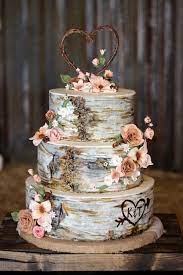Custom Cakes By Stef Birch Wood Cake Wedding In A Barn Bolos De Casamento Country Bolo De Casamento Rustico Decoracao De Casamento Romantico
