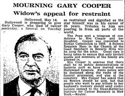 Frank james (gary) copper in myheritage family trees (eaton web site). Gary Cooper Dies Aged 60 Archive 1961 Movies The Guardian