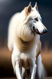 Lexica - White borzoi dog, long nose, angry, humanoid furry, growling,  snarling, bloody