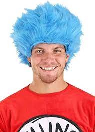 Amazon Com Dr Seuss Thing 1 Thing 2 Blue Fuzzy Costume Wig Clothing Shoes Jewelry