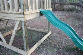 The material needed for this wooden swing set includes pressure treated boards and posts, cordless drill, miter saw, swing hanger, deck screws, tape measure, construction adhesive, and swing seat. How To Build A Diy Playground Playset