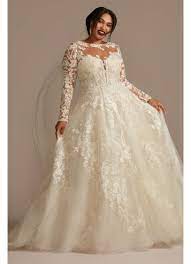 See more ideas about oleg cassini wedding dresses, wedding dresses, traditional wedding dresses. Lace Illusion Long Sleeve Tall Plus Wedding Dress David S Bridal