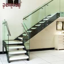 Glass stair railing design, frameless glass railing and glass railing with stainless steel posts and clips is popular railing for interior stairways, exterior balconies, backyard patios. Staircase Glass Railing Designs