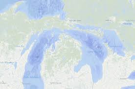 great lakes with lake depth data basin