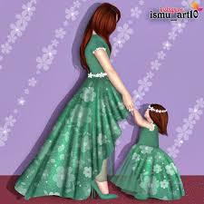 gambar mungkin berisi satu orang atau lebih orang berdiri dan teks mother daughter art mother art cute couple art