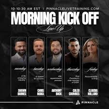 Another great morning kickoff lineup this week!! Join us at 10AM EST  Monday-Friday to hear what these agents have for us! Monday-Shawn Barnes A  life changing industry Tuesday-Chris Maka A system for