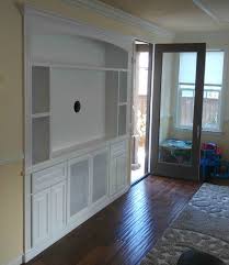 White Entertainment Center Built In With Raised Panel Doors And Speaker Mesh Inserts White Entertainment Center Raised Panel Doors Entertainment Center