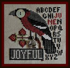 Model is stitched on 28 count antique white jobelan using dmc floss. Hinzeit Cross Stitch Hinzeit Birds Eye Joyful June